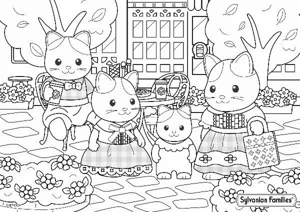 Latte Cat Family Colouring Sheet